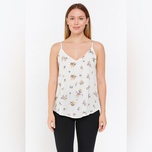 Gypsy & Jade Ivory Floral V-Neck Sleeveless Dainty Tank Top Size 2X